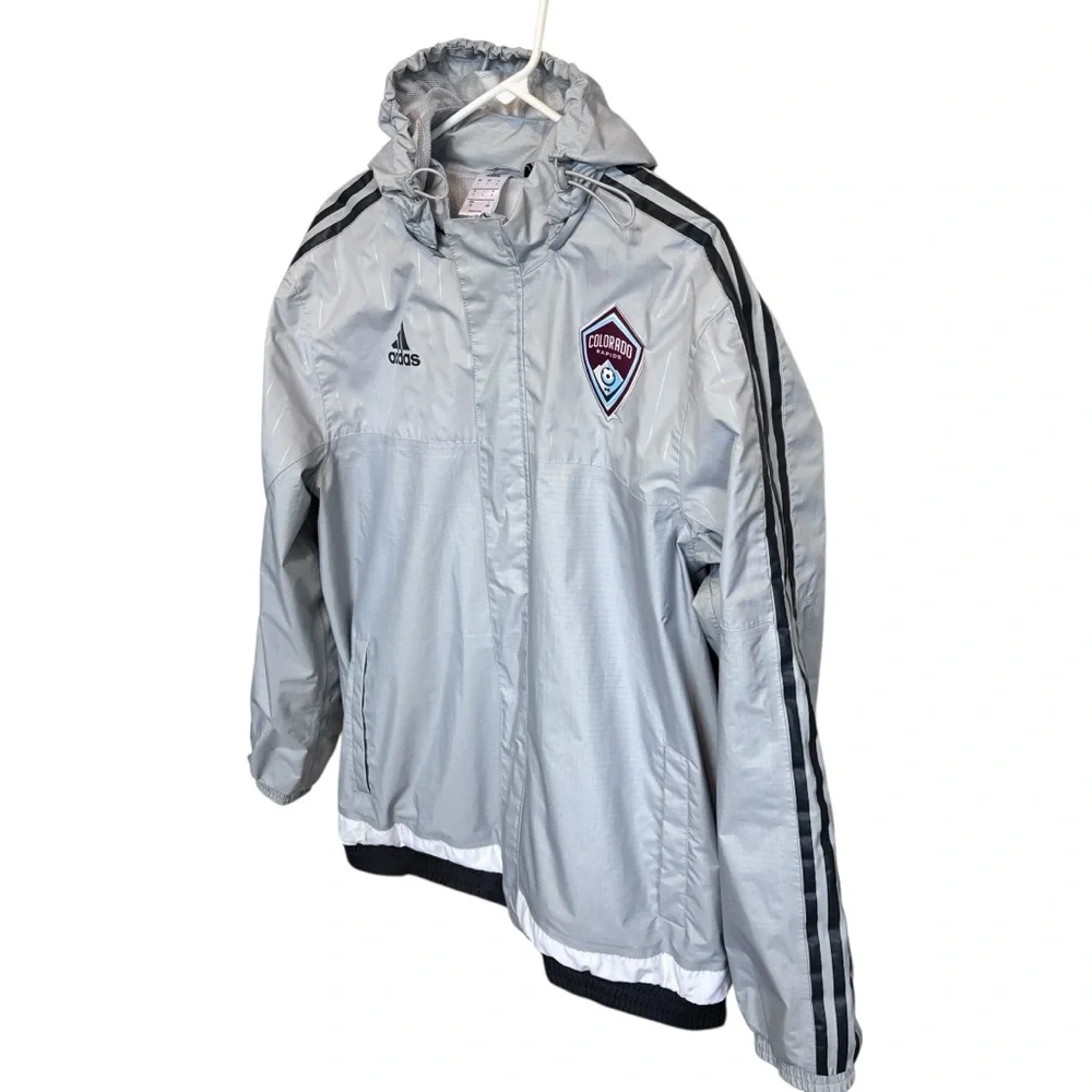 Adidas Men’s Stadium Jacket Gray Colorado Rapids Soccer Club Climaproof Sz L